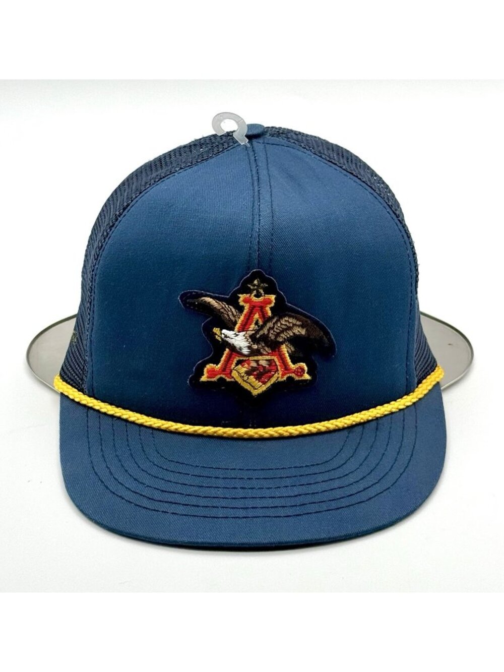 Anheuser Busch Budweiser Vintage 90s Logo Patch Snapback Rope Mesh Back Made USA